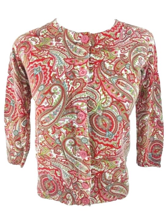 Talbots Sweaters - Talbots Paisley Cardigan Sweater Size XS - 3/4 Sleeves EUC Coral Rayon/Cotton